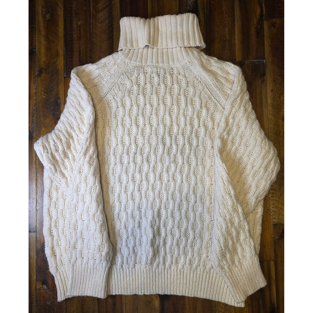 671 Falls Creek Cream Cable Knit Turtleneck Sweater Womens Lg Off White Pullover